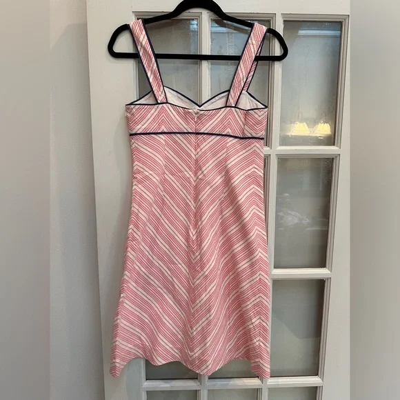Vintage Lilly Pulitzer White Label Cotton Pink White Chevron Stripe Dress Size 2 - Picture 4 of 10